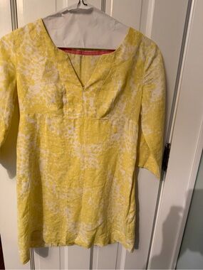 Boden Yellow Floral Linen Dress